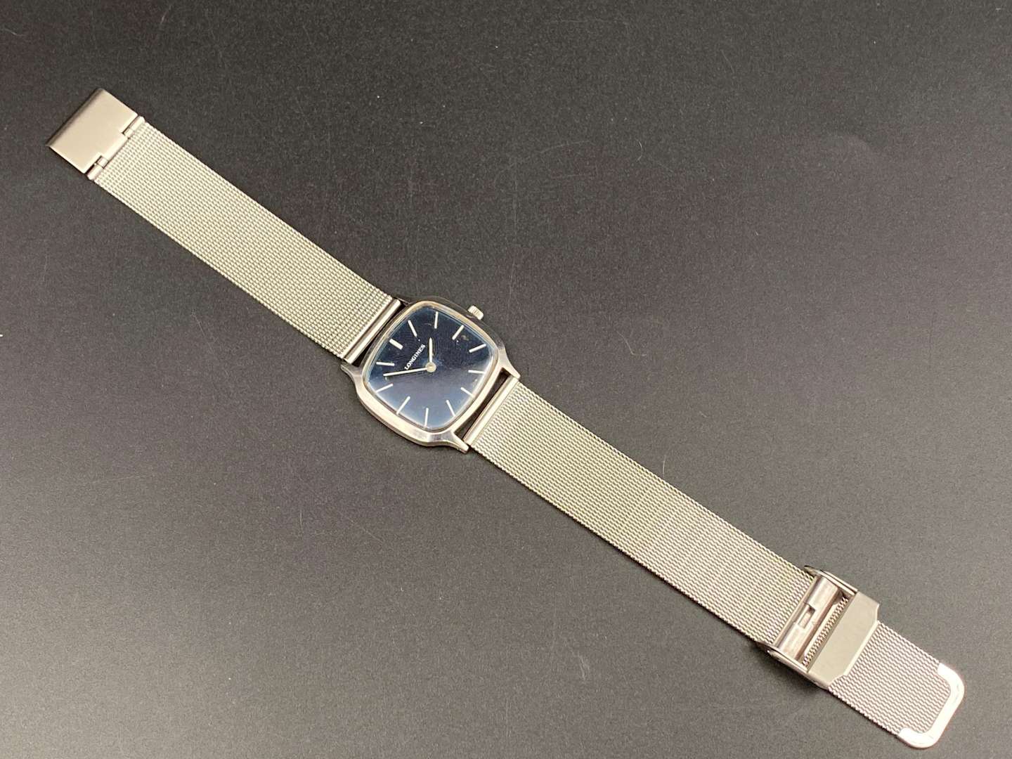 <p>LONGINES, stainless steel, manual wind, TV screen wristwatch</p>