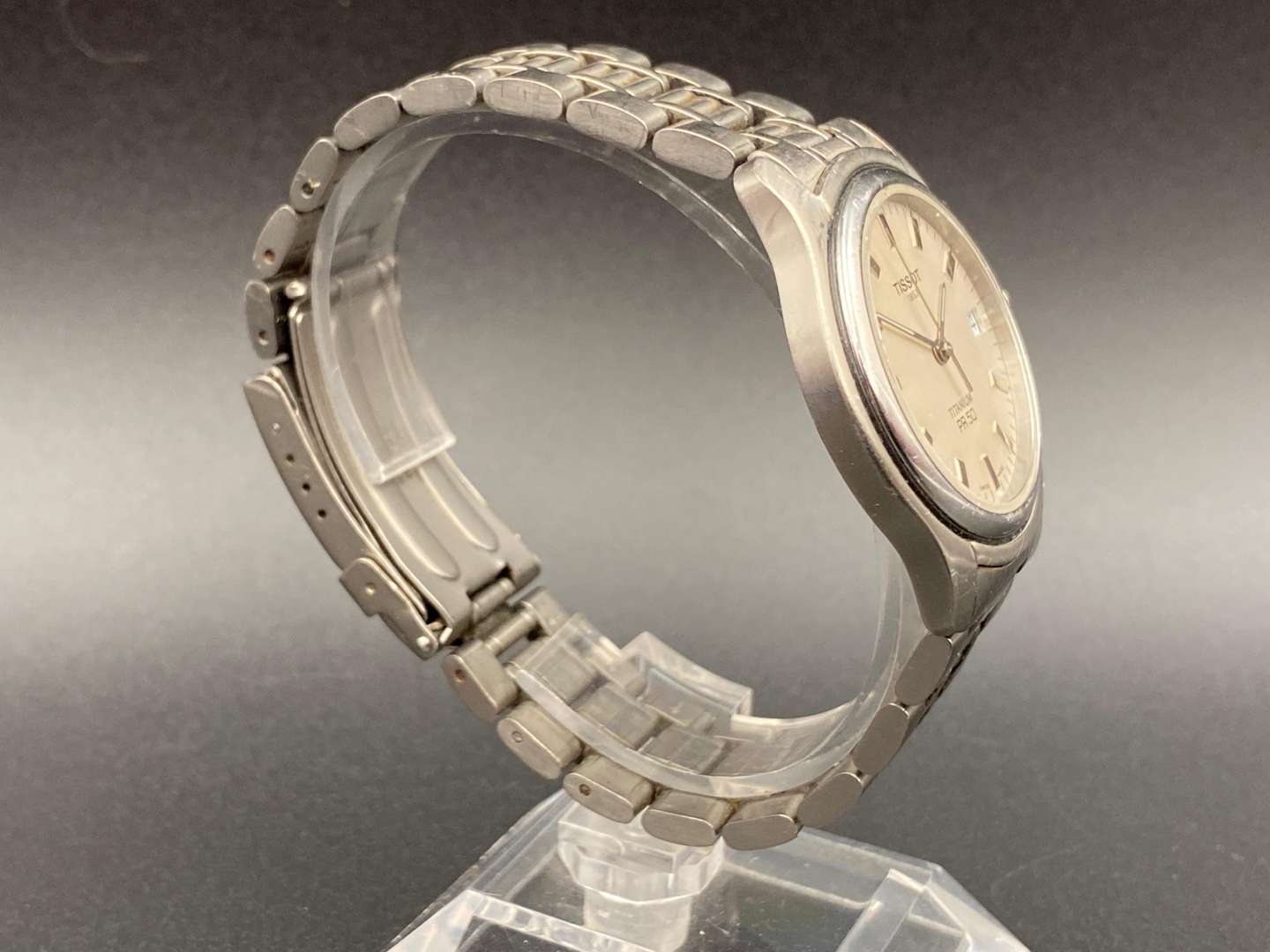 <p>TISSOT, Titanium, PR50, quartz, centre seconds, calendar wristwatch</p>