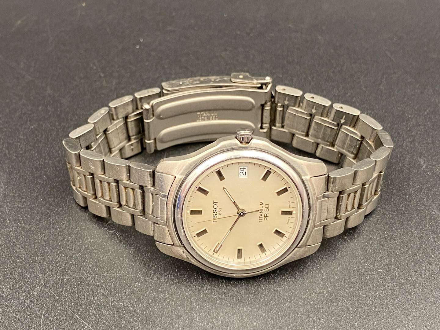 <p>TISSOT, Titanium, PR50, quartz, centre seconds, calendar wristwatch</p>