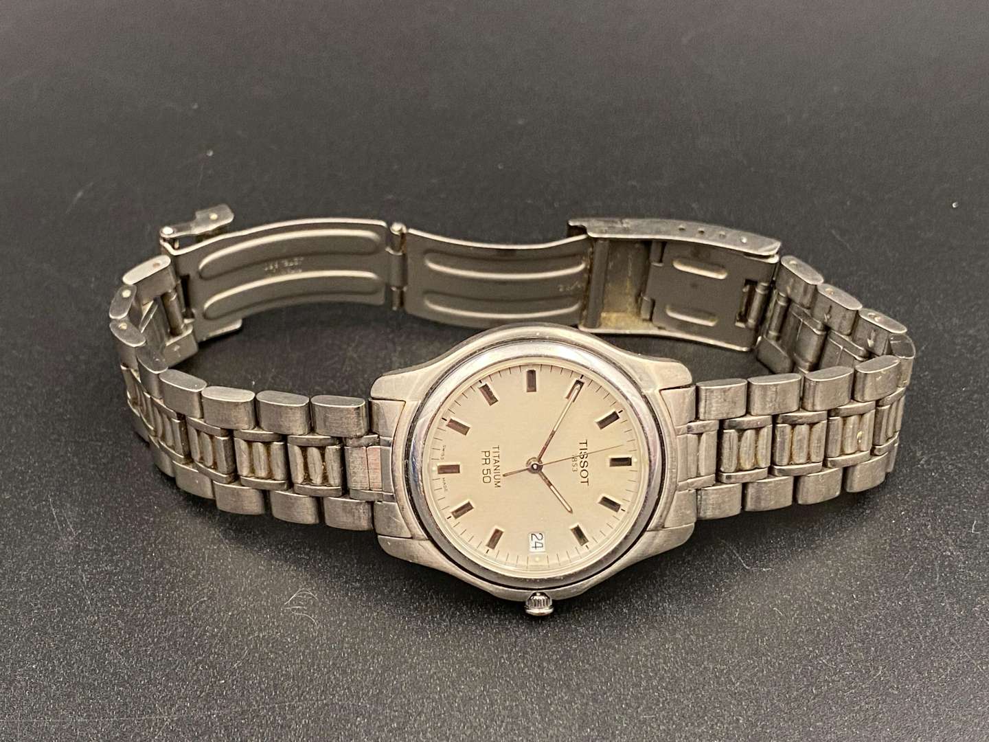 <p>TISSOT, Titanium, PR50, quartz, centre seconds, calendar wristwatch</p>