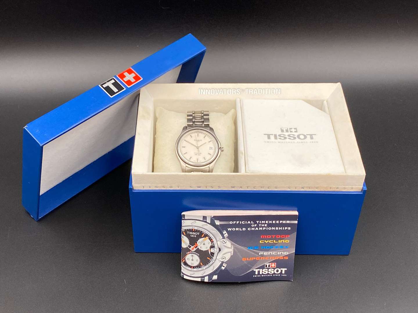 <p>TISSOT, Titanium, PR50, quartz, centre seconds, calendar wristwatch</p>