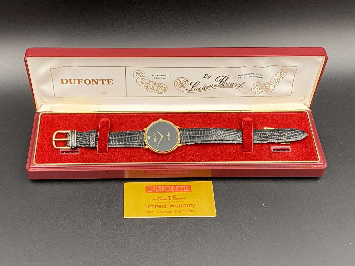 <p>LUCIEN PICCARD, Dufonte , gold plated, quartz wristwatch,&nbsp;</p>