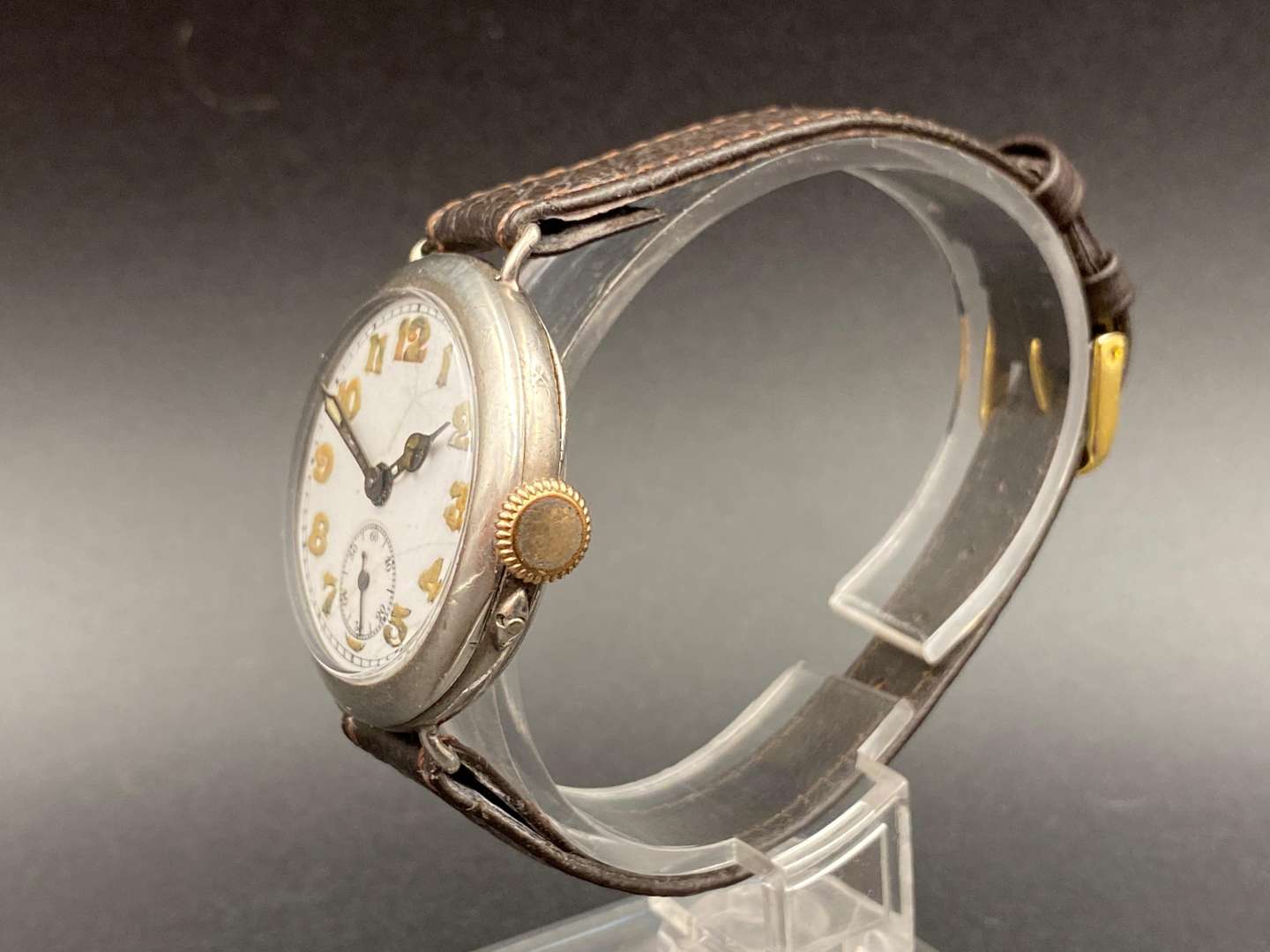 <p>An early 20th century Swiss, silver cased wrist watch,</p>