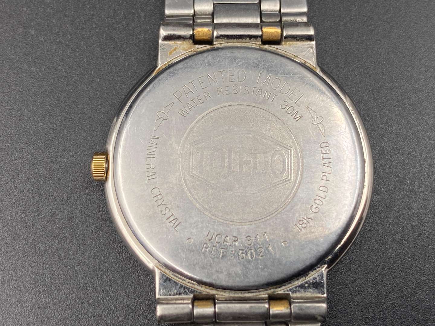 <p>ROTARY, steel & gold plated, quartz, calendar wristwatch, UCAR311, Ref 5021</p>