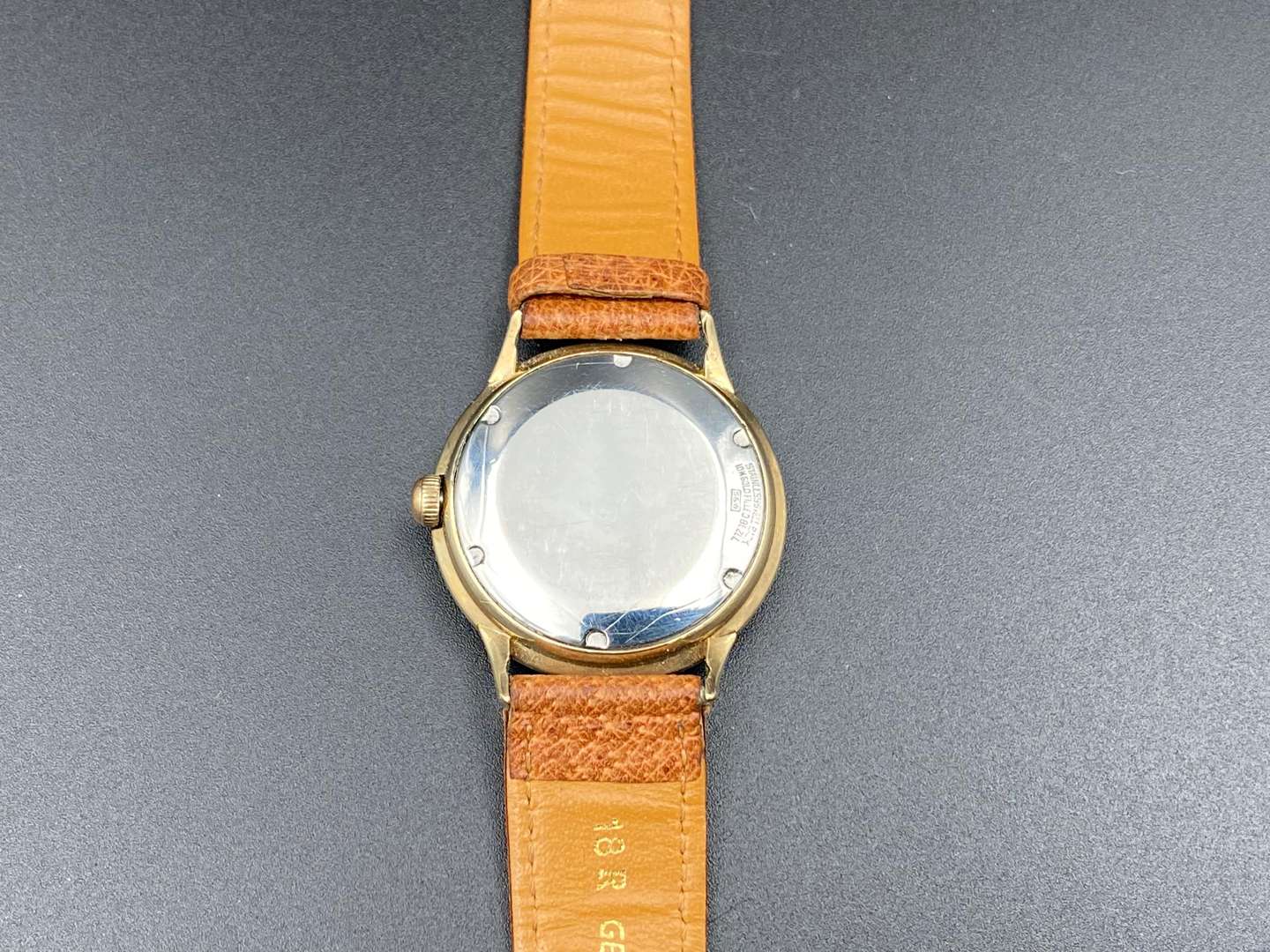 <p>LONGINES, mid 20th century, gold plated, centre seconds wristwatch</p>