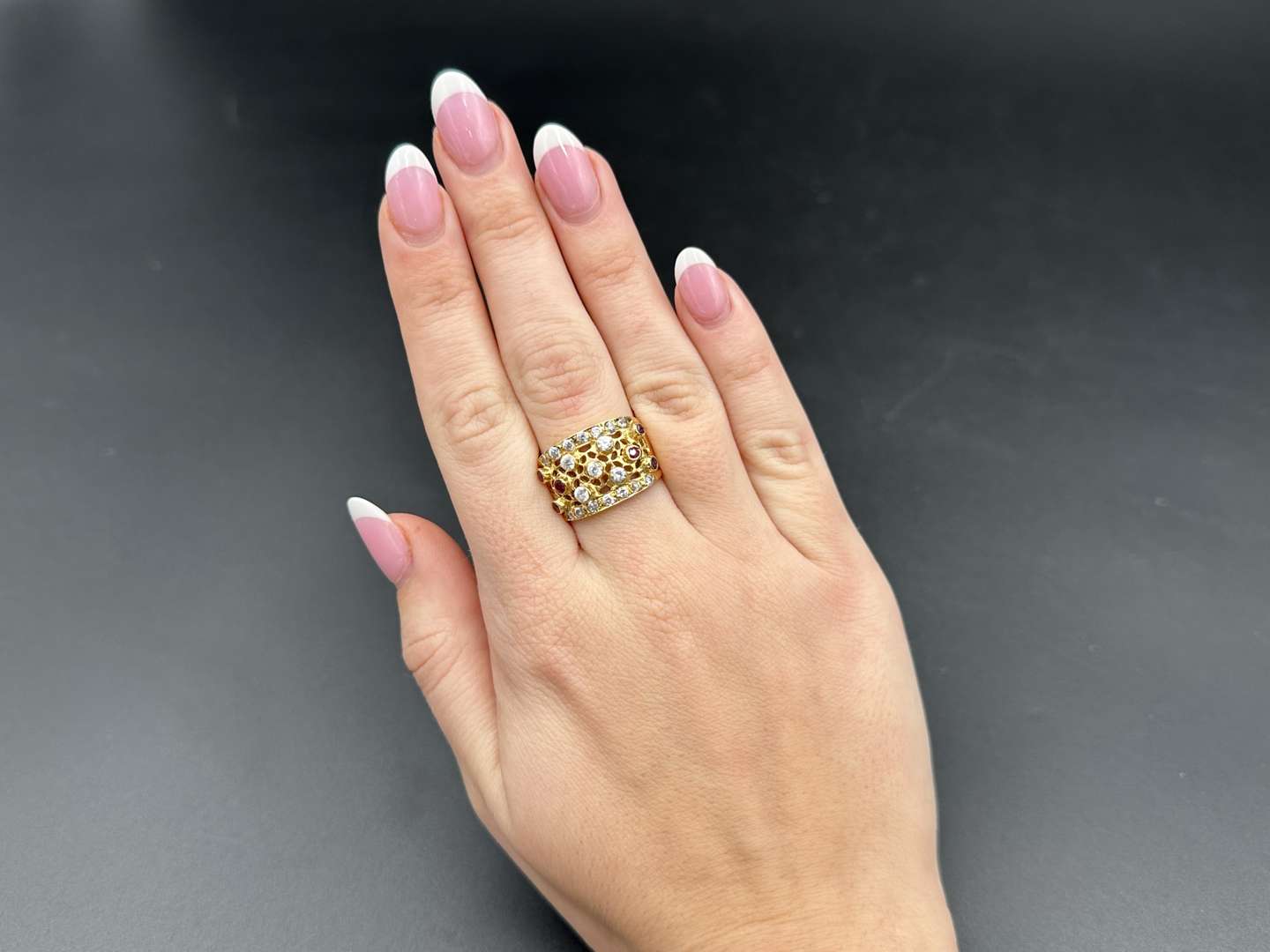 <p>Ruby and Paste Set 18ct gold ring</p>