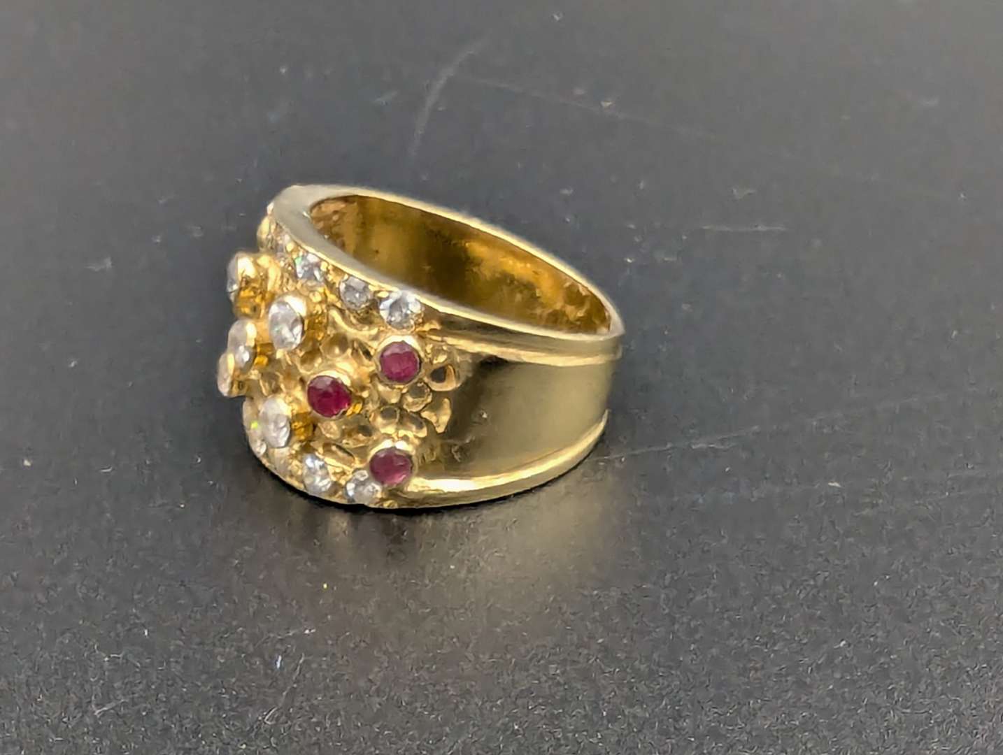 <p>Ruby and Paste Set 18ct gold ring</p>