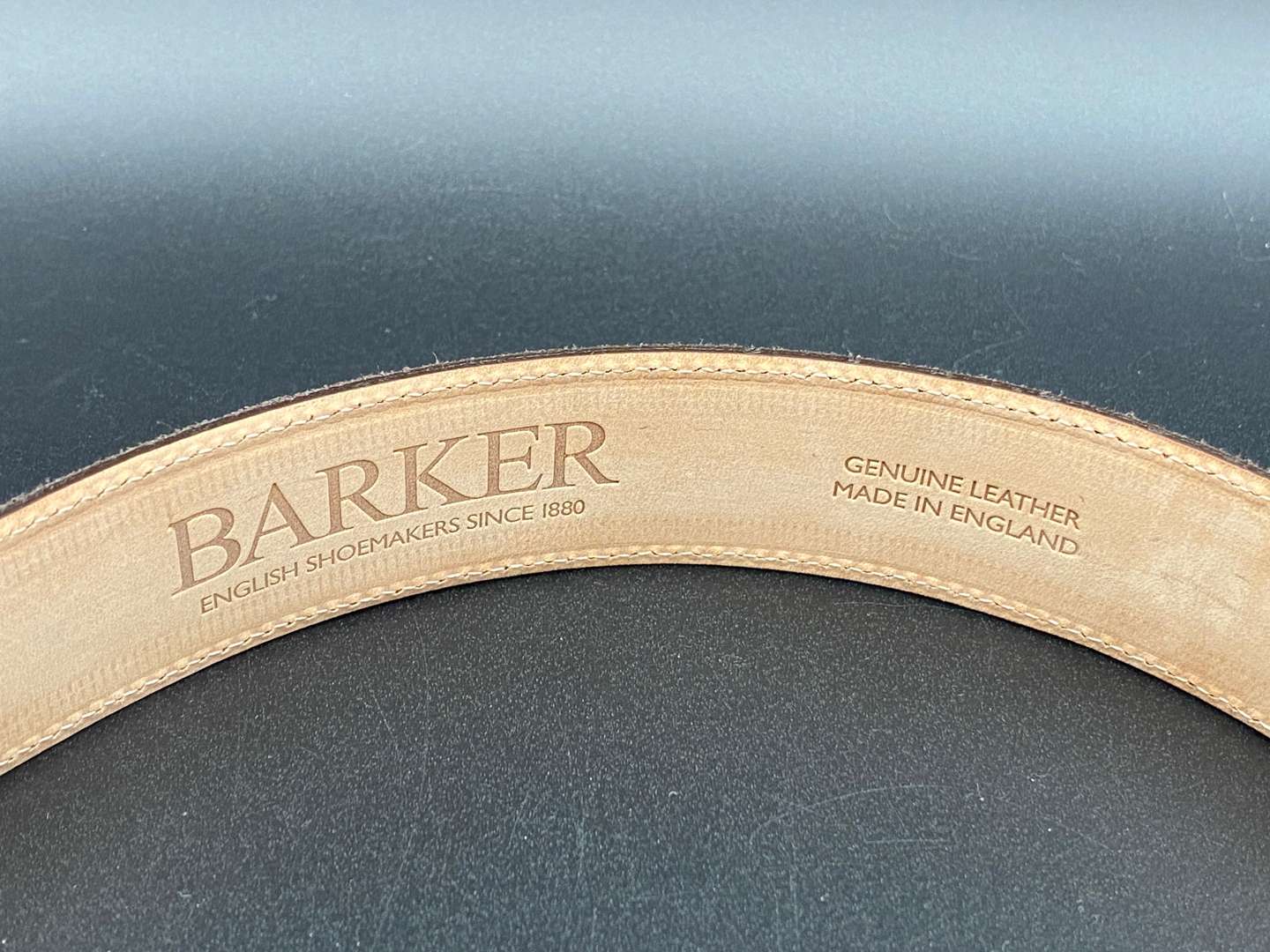 <p>BARKER, a brown suede leather belt</p>