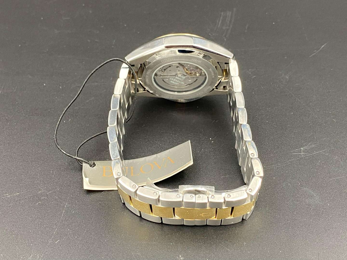 <p>BULOVA, stainless steel and gilt, automatic, centre seconds wristwatch, 98A284, C9692233</p>