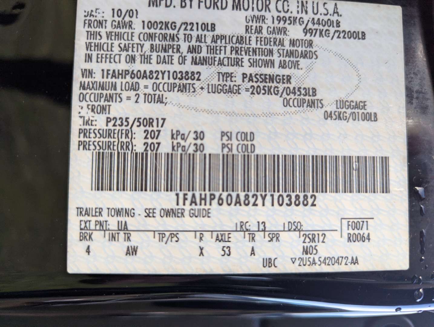 <p>2002 FORD THUNDERBIRD</p>