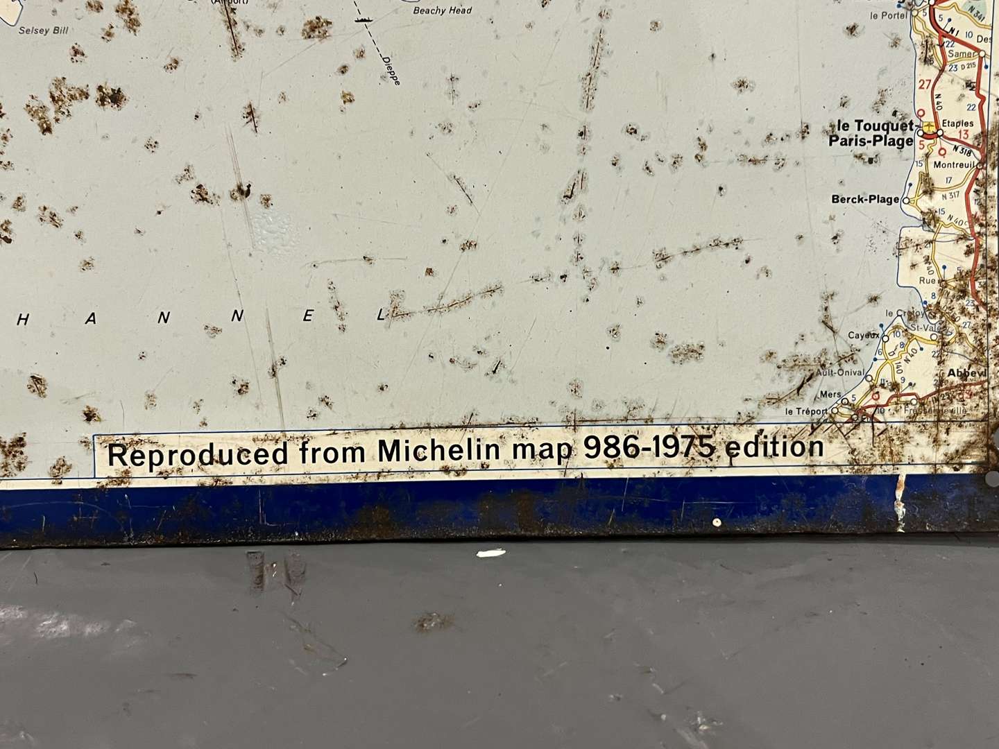 <p>1975 Edition Tin Michelin Map Sign</p>