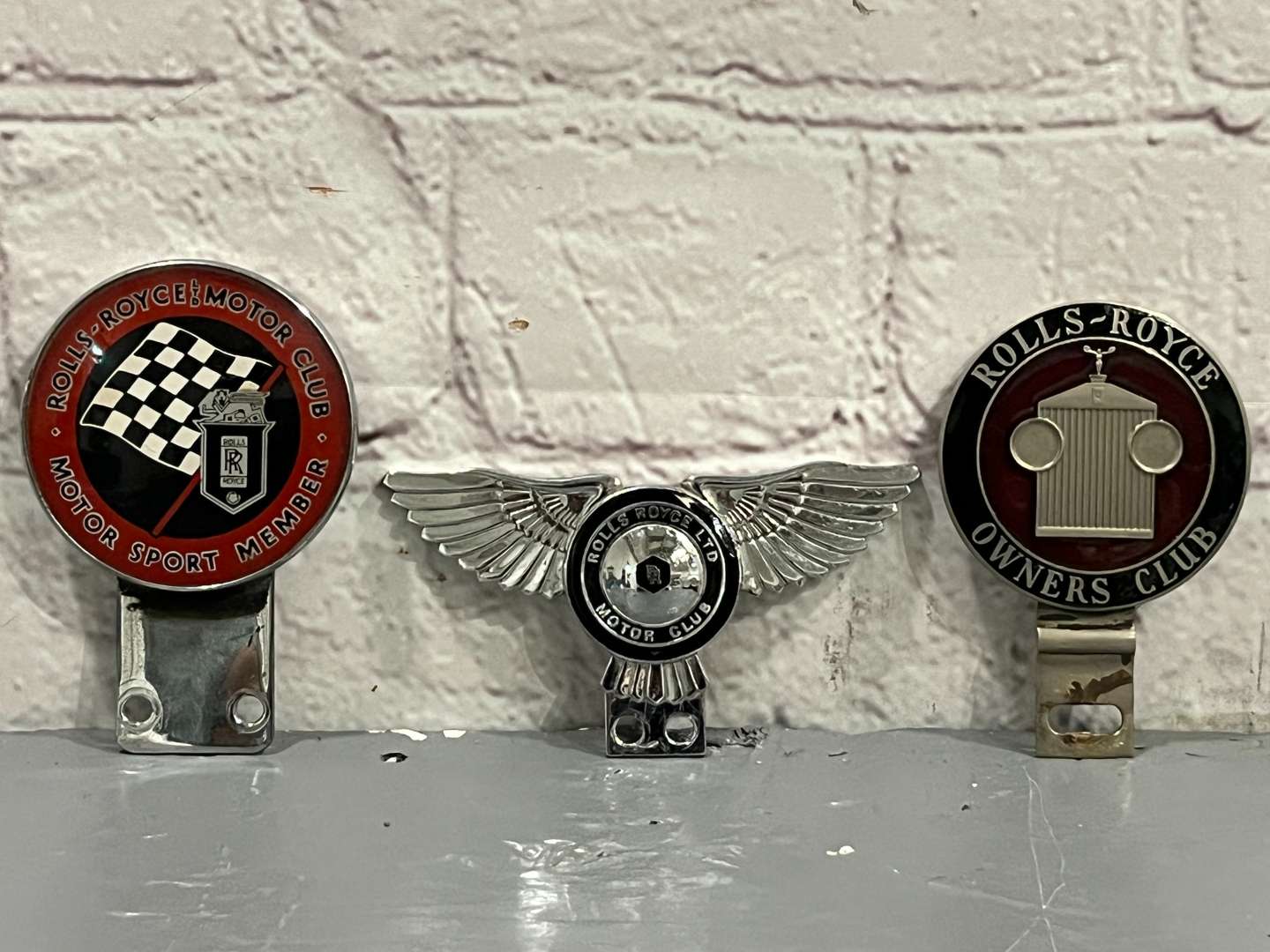 <p>Three Rolls Royce Car Badges&nbsp;</p>