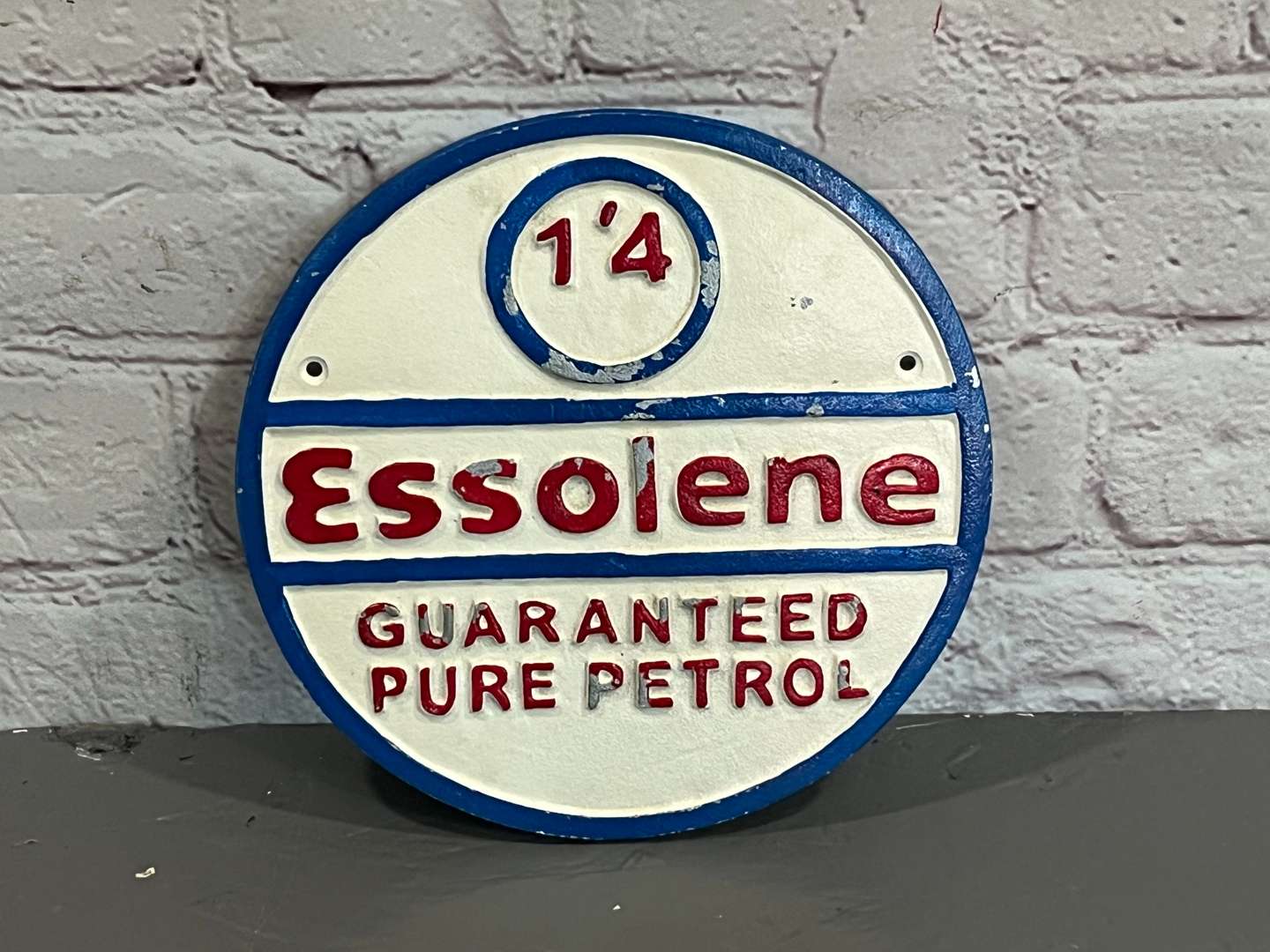 <p>Essolene Guaranteed Pure Petrol Cast Aluminium Sign</p>