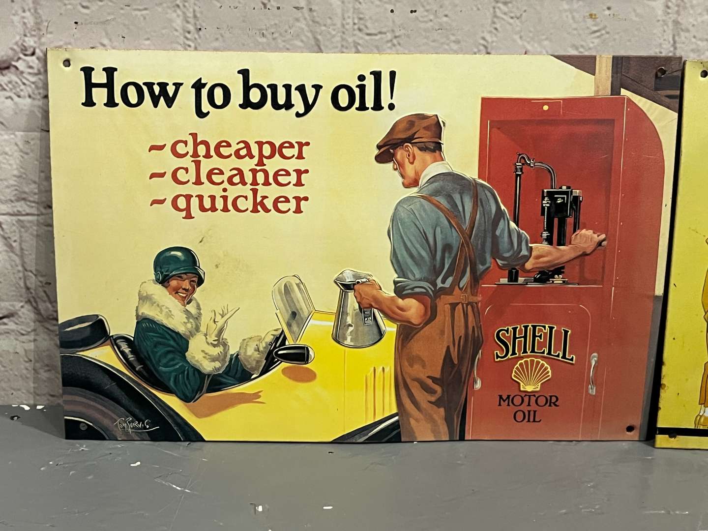 <p>Two Tin Shell Signs</p>