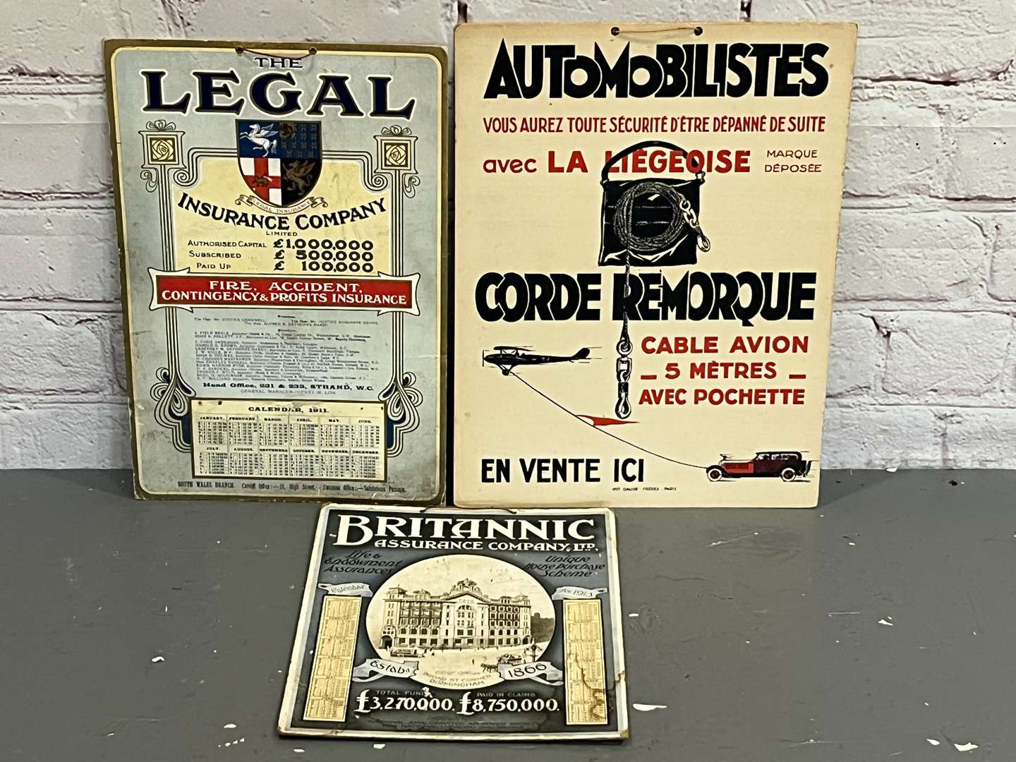 <p>Three Early 20th Century Insurance Advertising On Card</p>