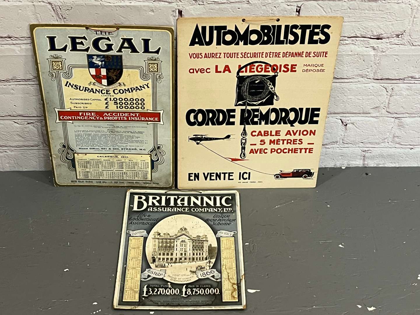 <p>Three Early 20th Century Insurance Advertising On Card</p>