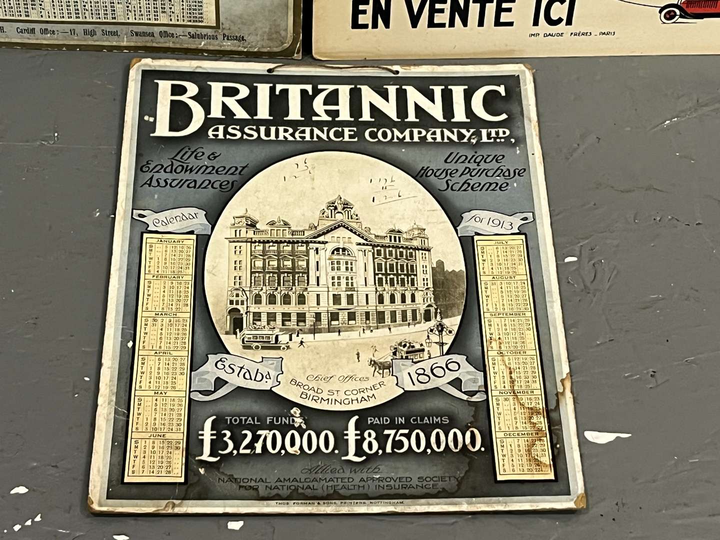 <p>Three Early 20th Century Insurance Advertising On Card</p>