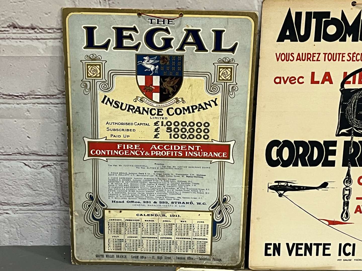 <p>Three Early 20th Century Insurance Advertising On Card</p>