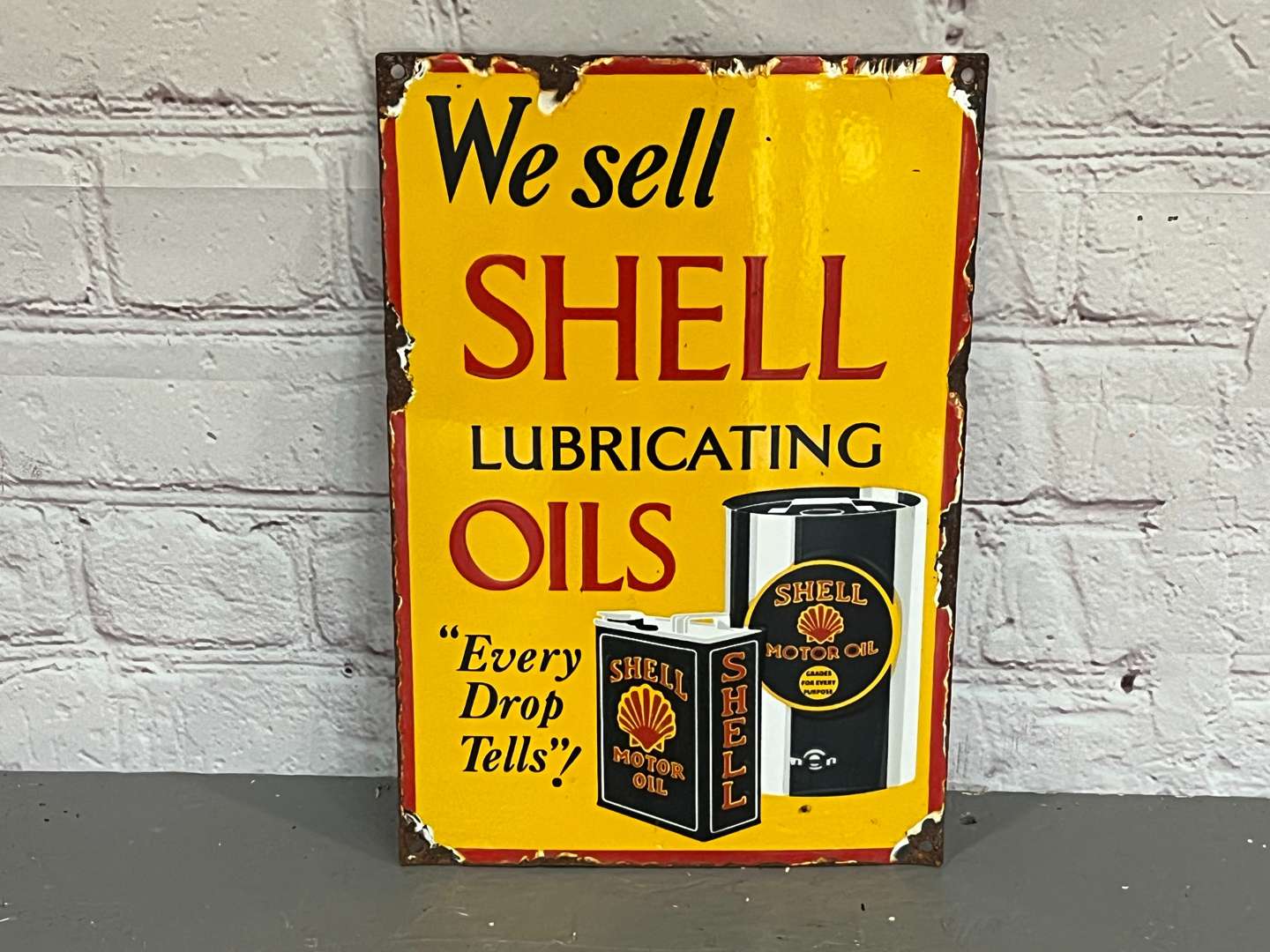 <p>We Sell Shell Lubricating Oils Enamel Sign</p>