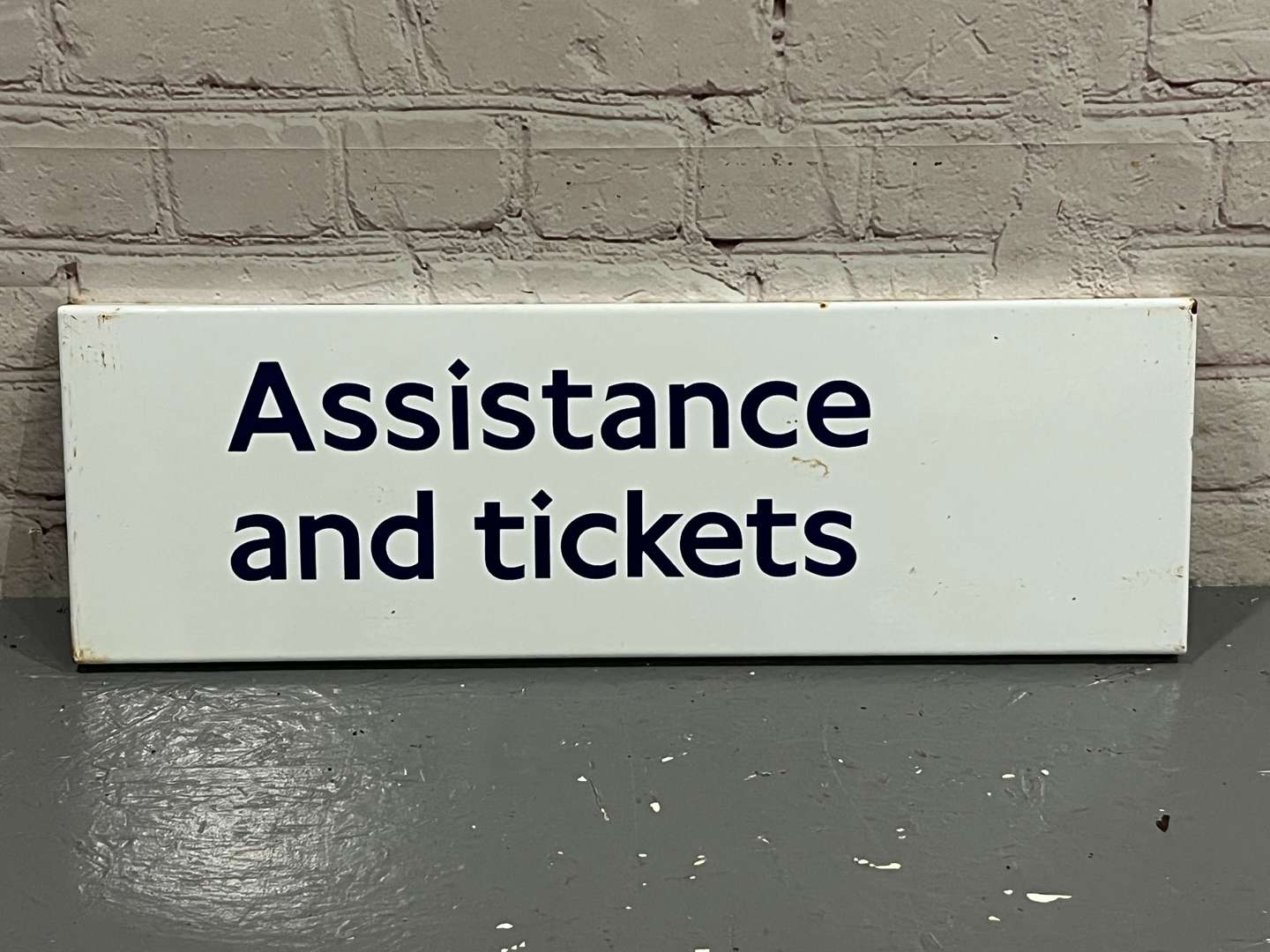 <p>Railway Assistance and Tickets Enamel Sign</p>