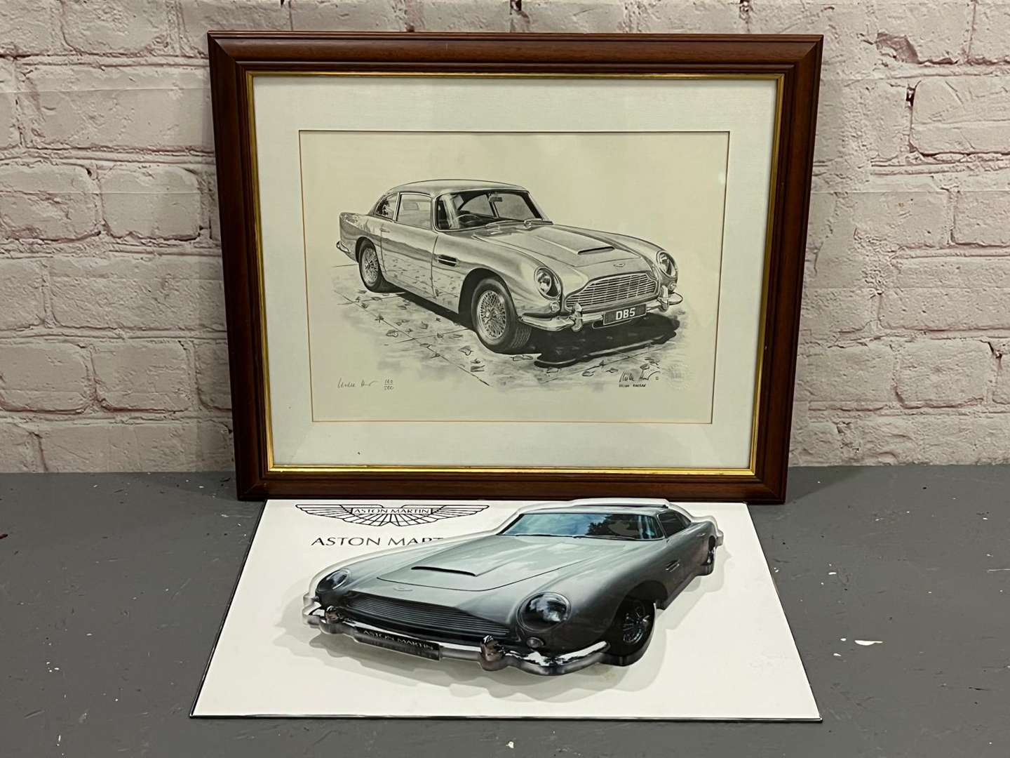 <p>Aston Martin DB5 Framed Print and 3D Perspex Print (2)</p>
