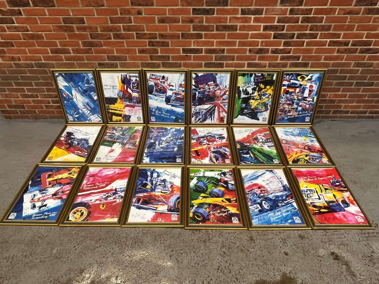 <p>Eighteen Framed Racing Prints</p>