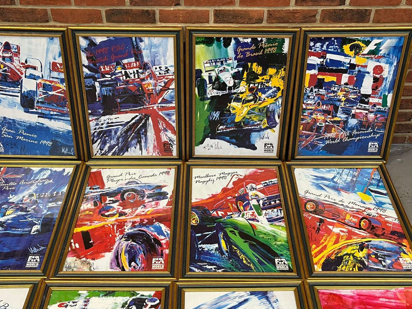 <p>Eighteen Framed Racing Prints</p>