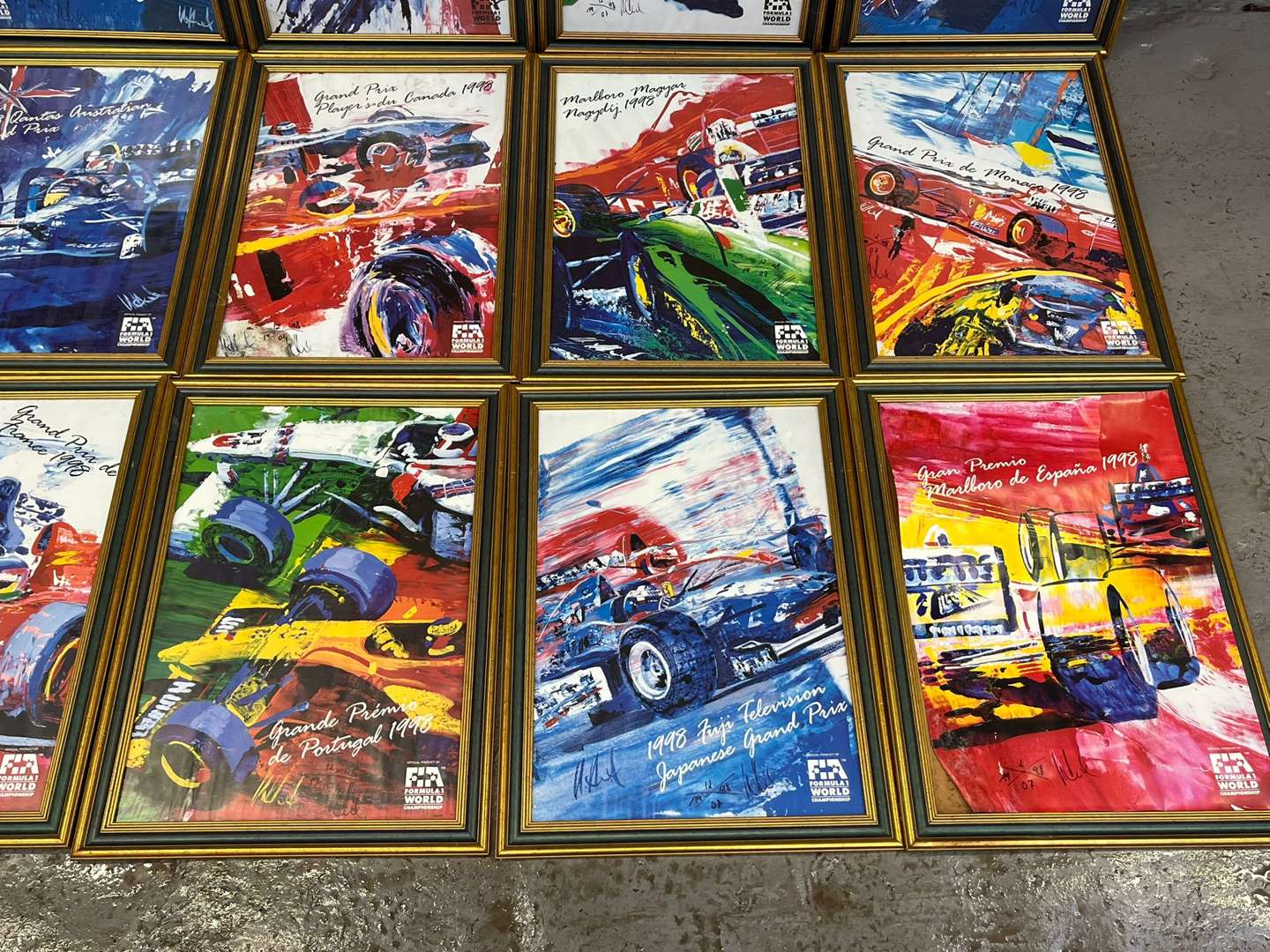 <p>Eighteen Framed Racing Prints</p>