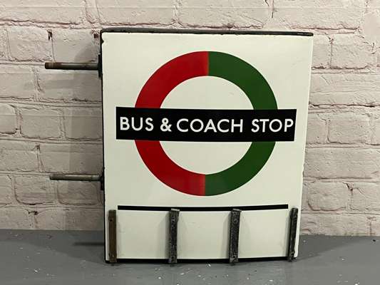 Bus and Coach Stop Enamel Pole Sign | Sat 31st January Automobilia ...