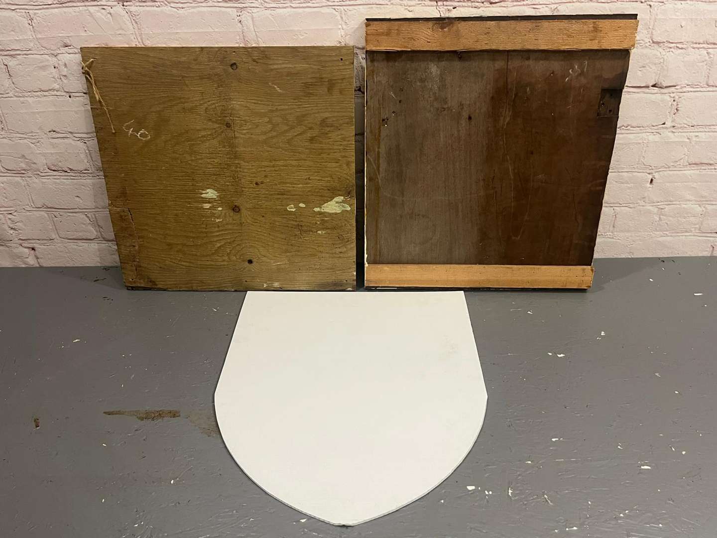 <p>Castrol and Shell Painted Wooden Sign and One Lambretta Sign (3)</p>