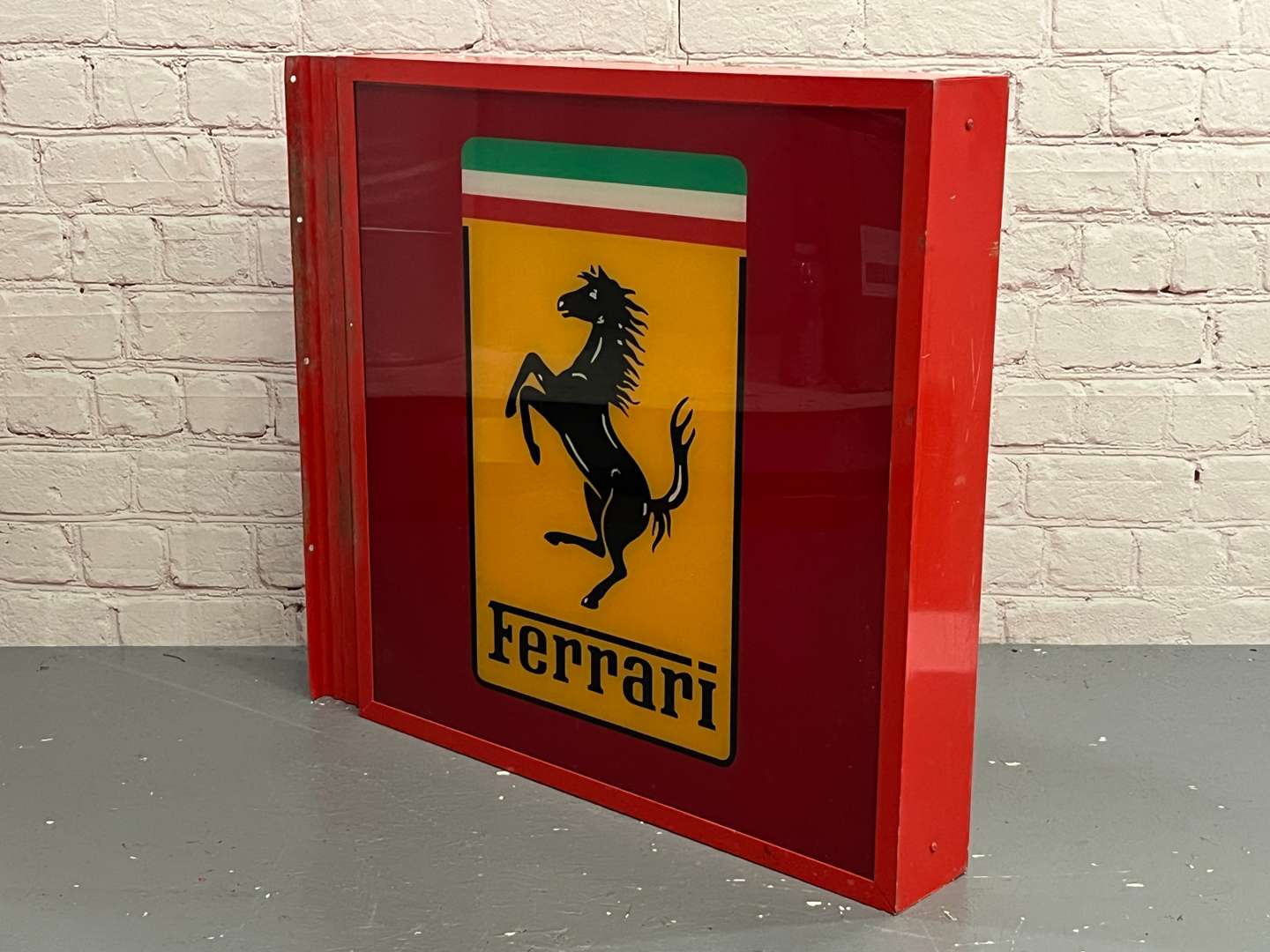 <p>Ferrari Illuminated Wall Mounted Double Sided Sign</p>