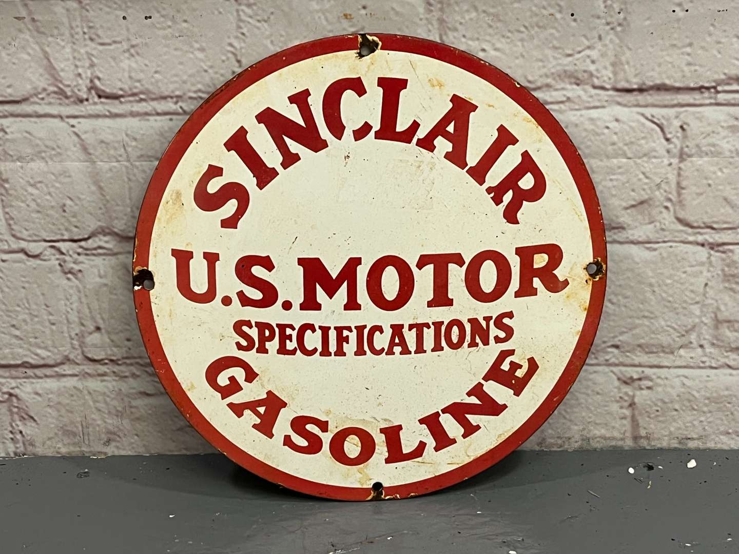 <p>Sinclair Gasoline US Motor Small Enamel Sign</p>