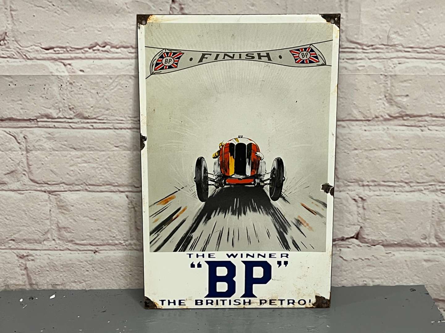 <p>The Winner BP British Petrol Enamel Sign&nbsp;</p>