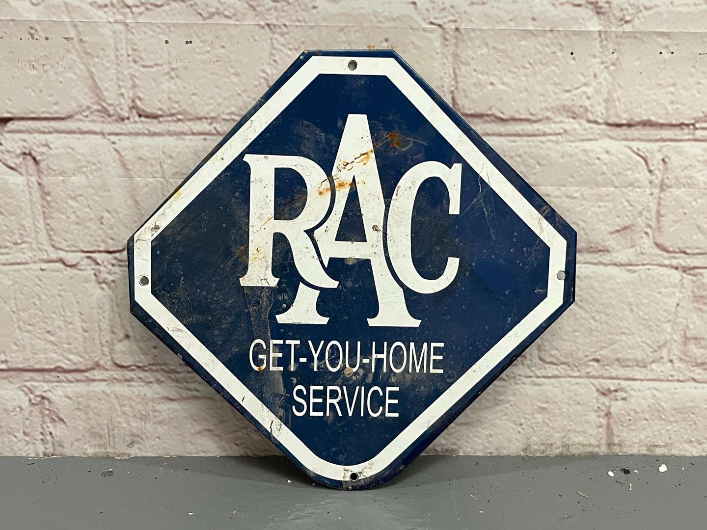 <p>RAC Get You Home Service Enamel Sign</p>