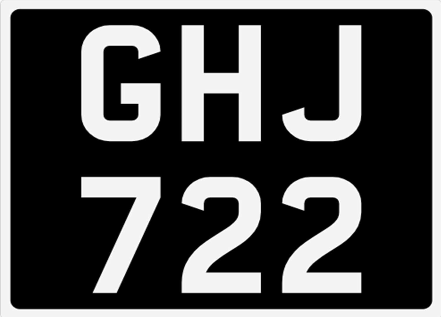 <p>&nbsp; GHJ 722 Registration Number&nbsp;</p>