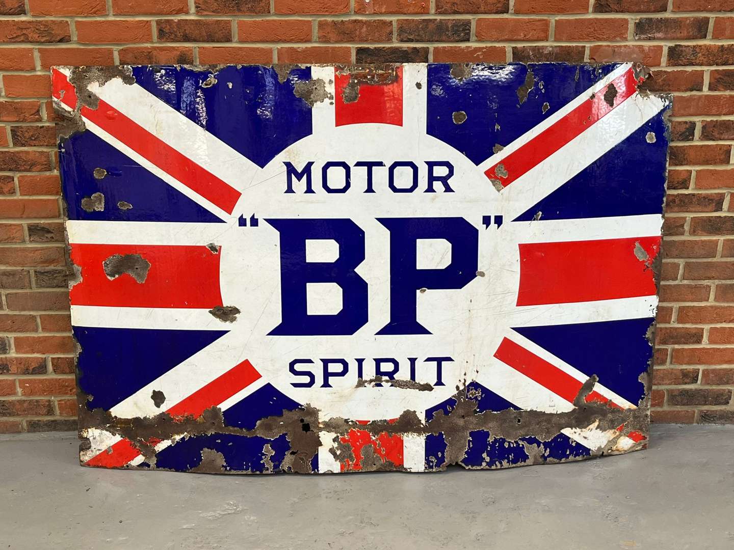 <p>BP Motor Spirit Union Jack Enamel Sign</p>