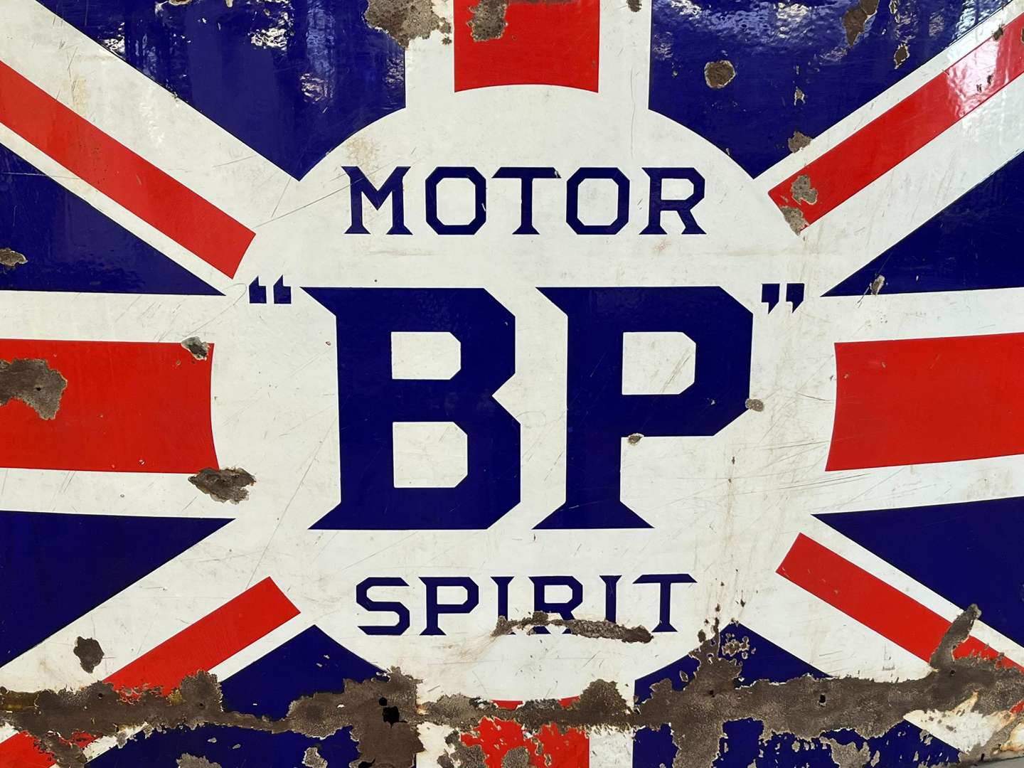 <p>BP Motor Spirit Union Jack Enamel Sign</p>
