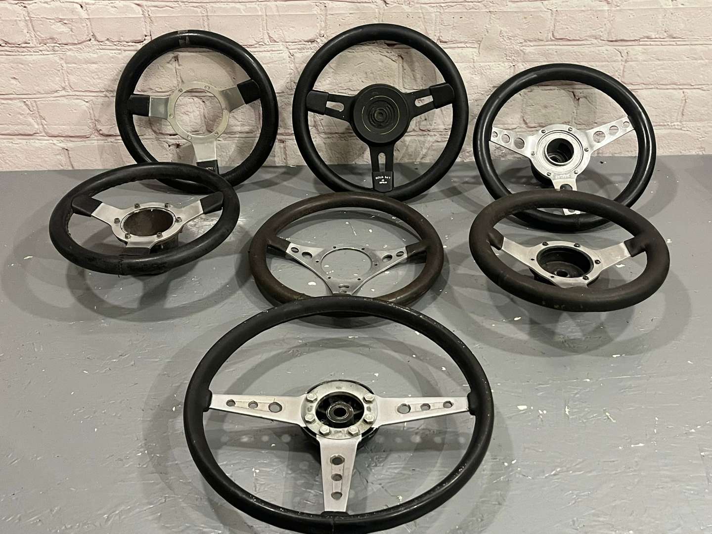 <p>Seven Classic Car Steering Wheels</p>