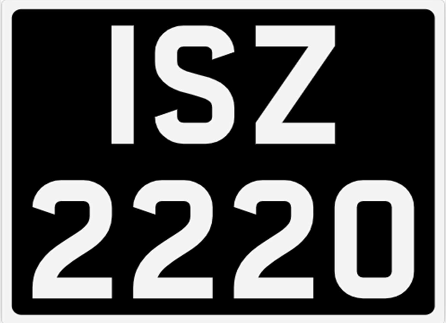 <p>&nbsp; ISZ 2220 Registration Number</p>