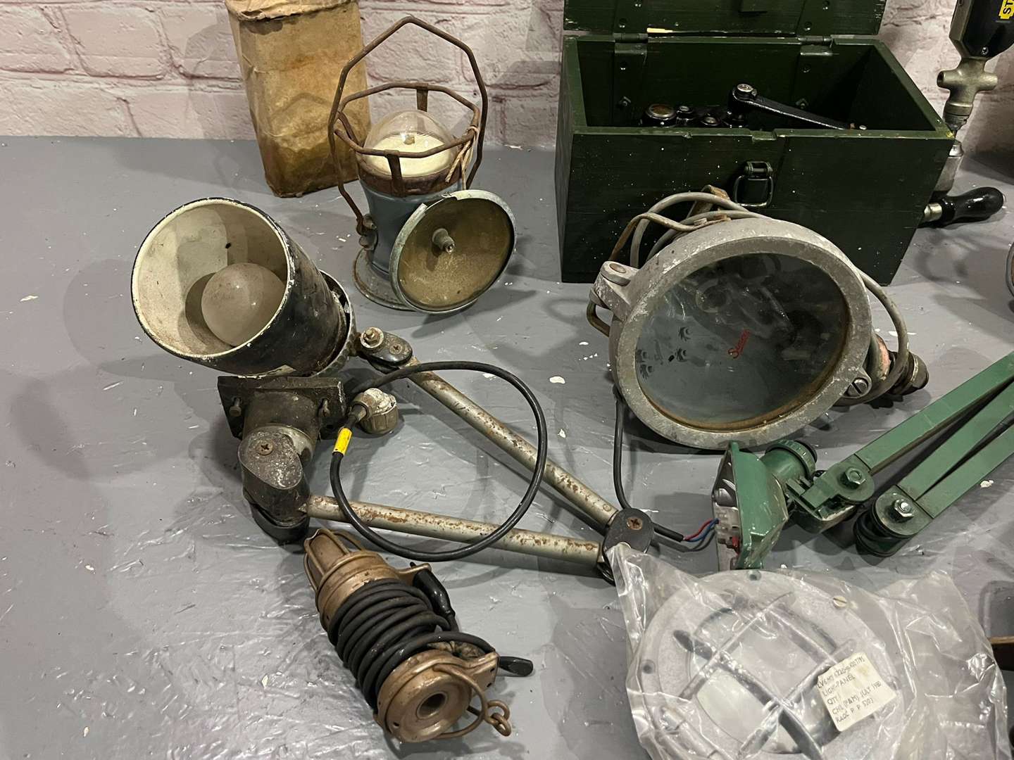 <p>Mixed Lot Castrol Gear Oil Cans Industrial Angle poise Lamps Etc</p>