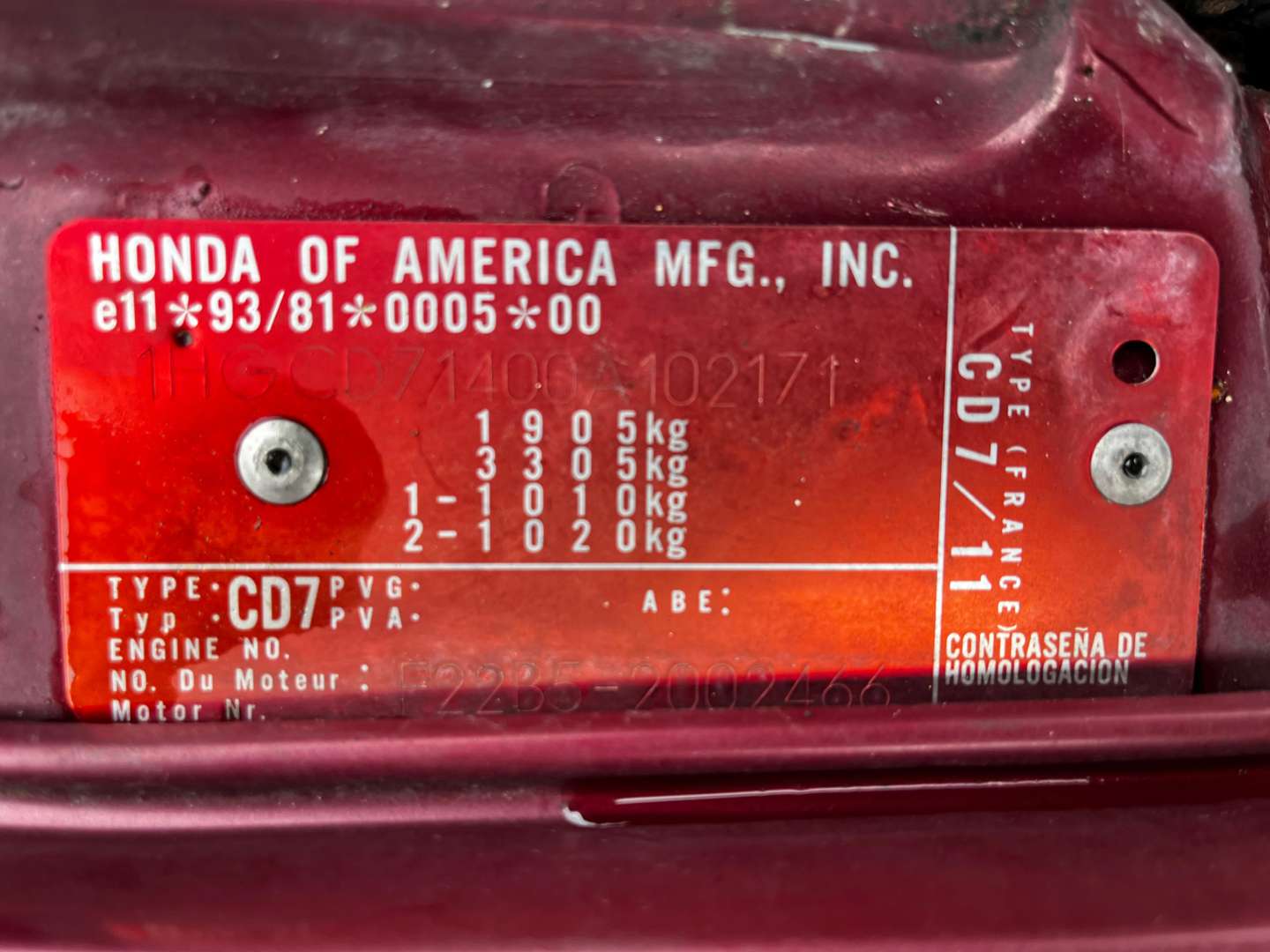 <p>1995 HONDA ACCORD ES COUPE</p>