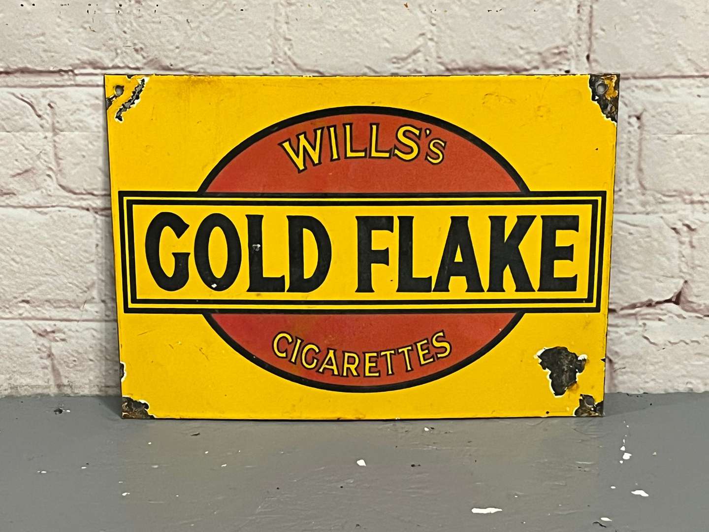<p>Wills Gold Flake Cigarettes Enamel Sign</p>