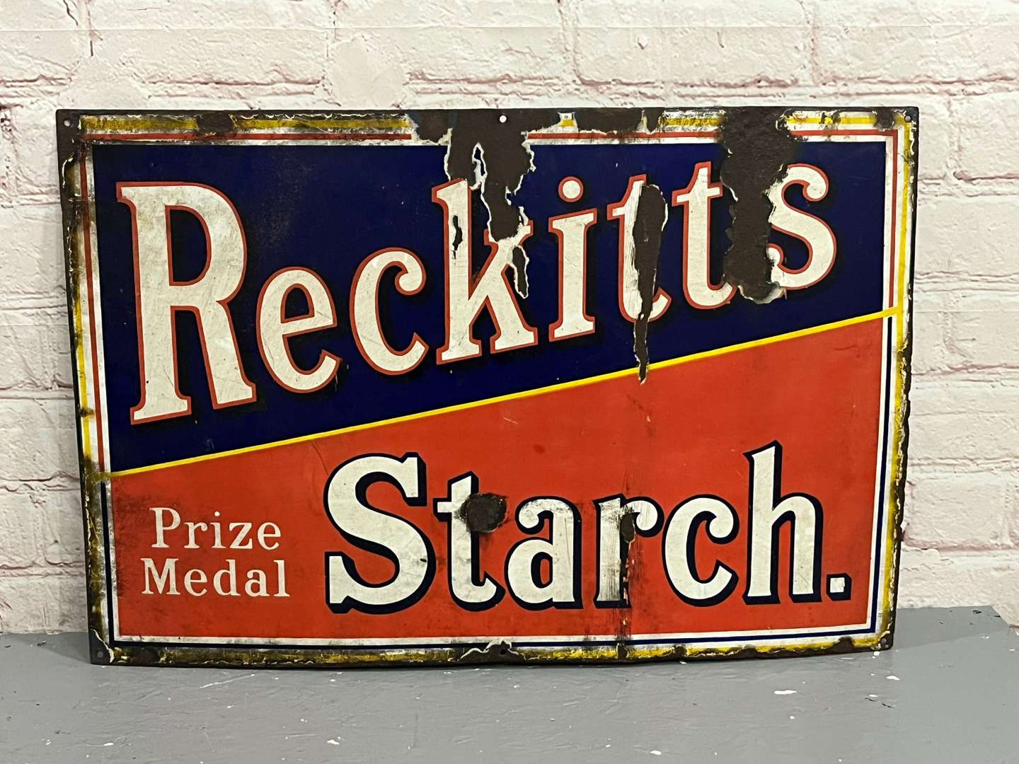 <p>Reckitts Starch Enamel Sign</p>