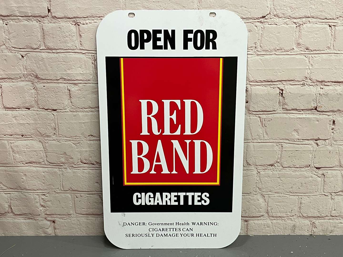<p>Red Band Cigarettes Metal Shop Sign</p>