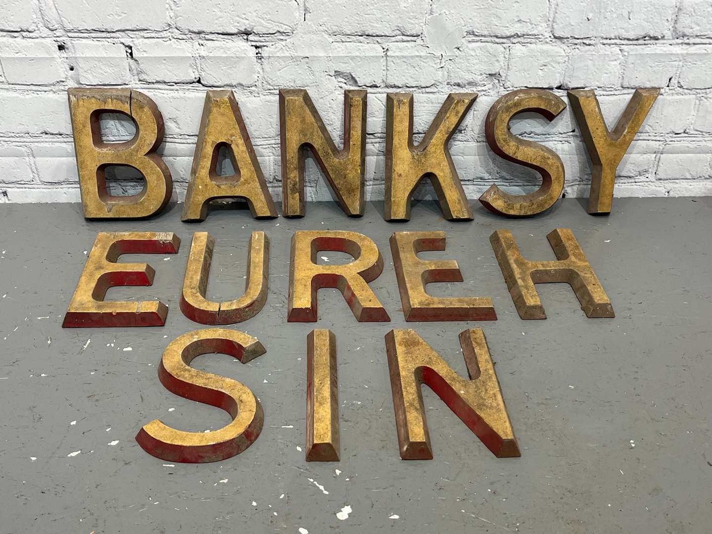 <p>Fourteen Wooden & Painted Letters</p>