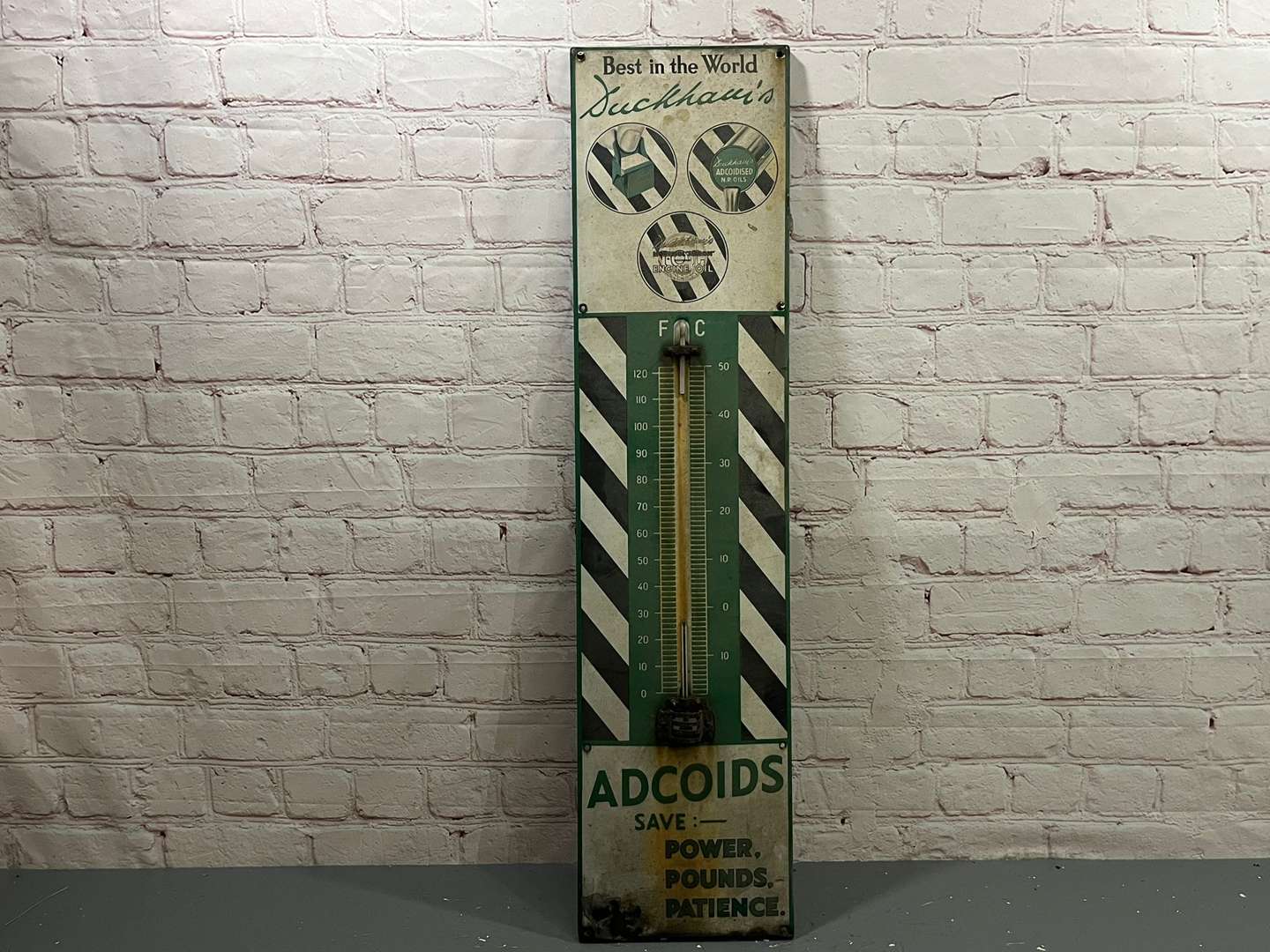<p>Duckhams Adcoids Thermometer Enamel Sign a/f</p>