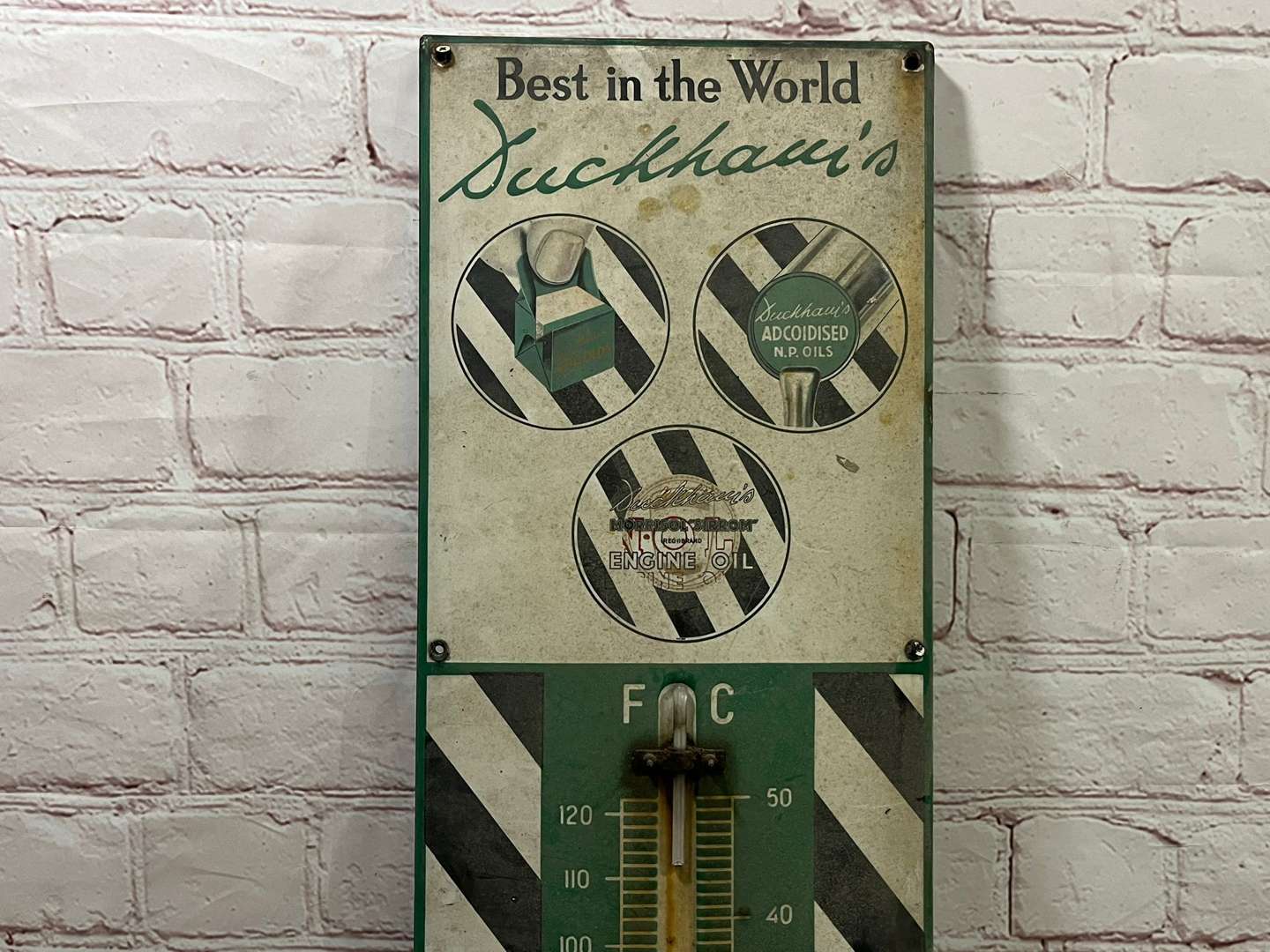 <p>Duckhams Adcoids Thermometer Enamel Sign a/f</p>