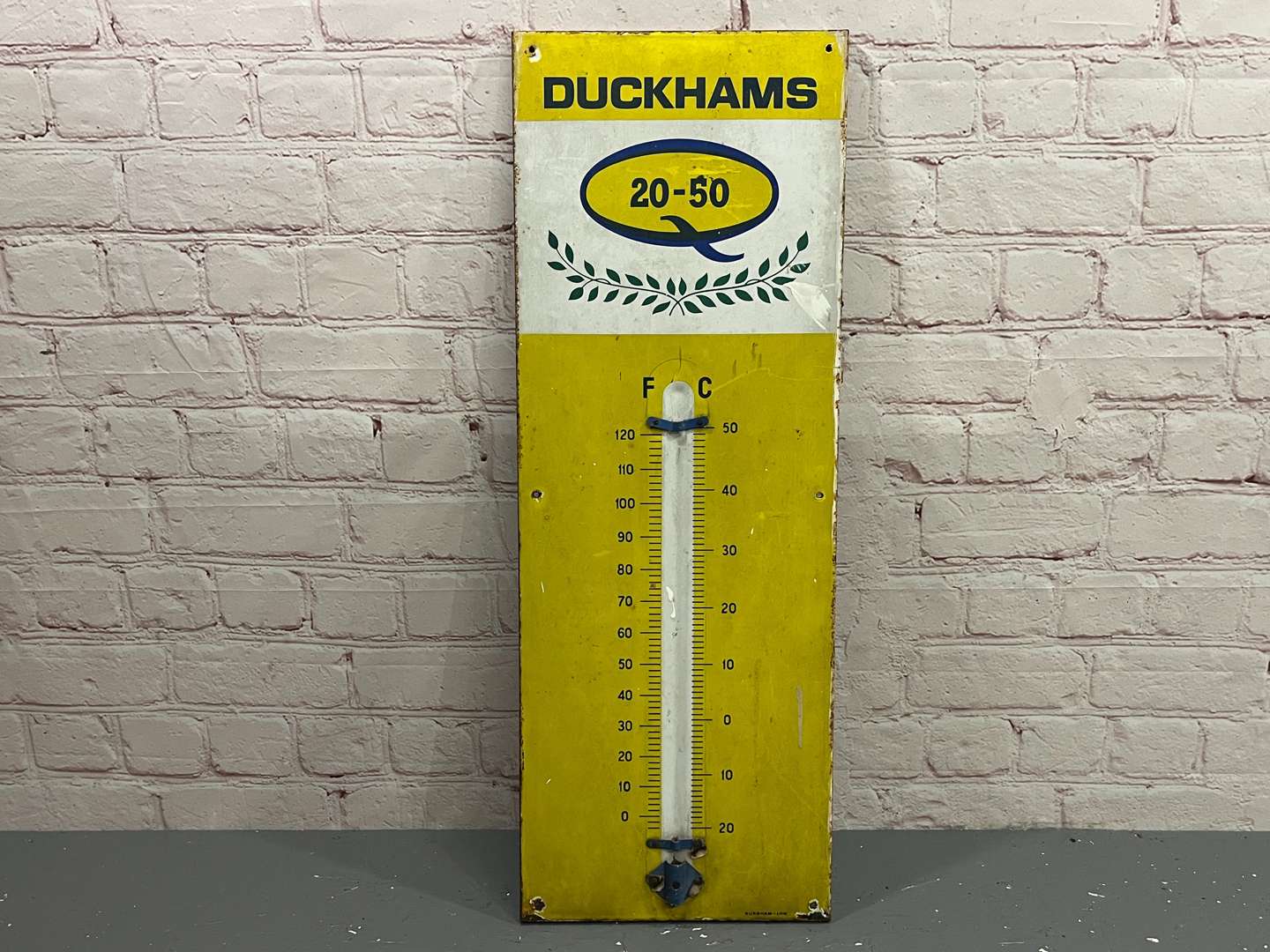 <p>Duckhams Q20-50 Enamel Thermometer Sign a/f</p>