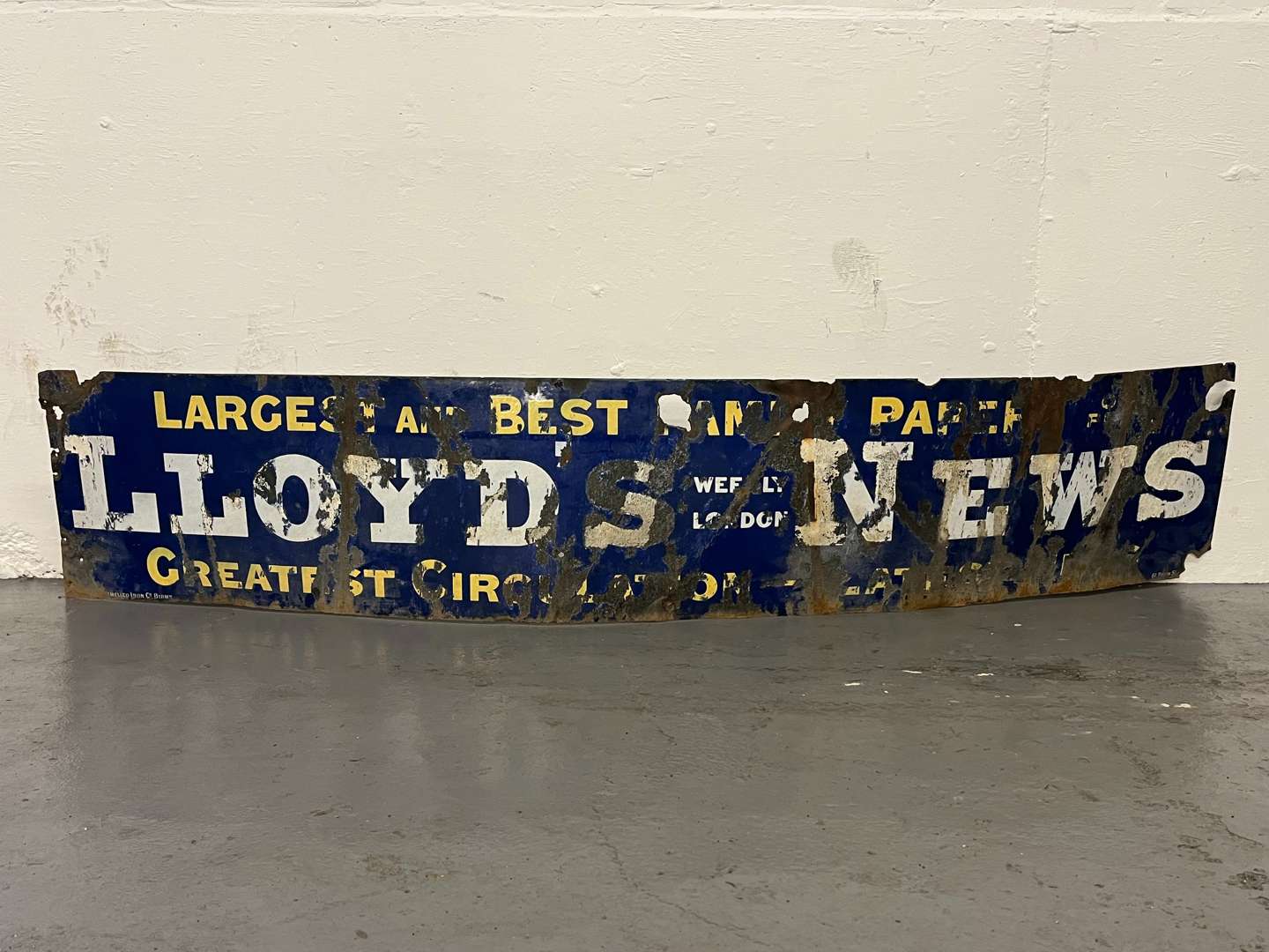 <p>Lloyds Weekly London News Enamel Sign</p>