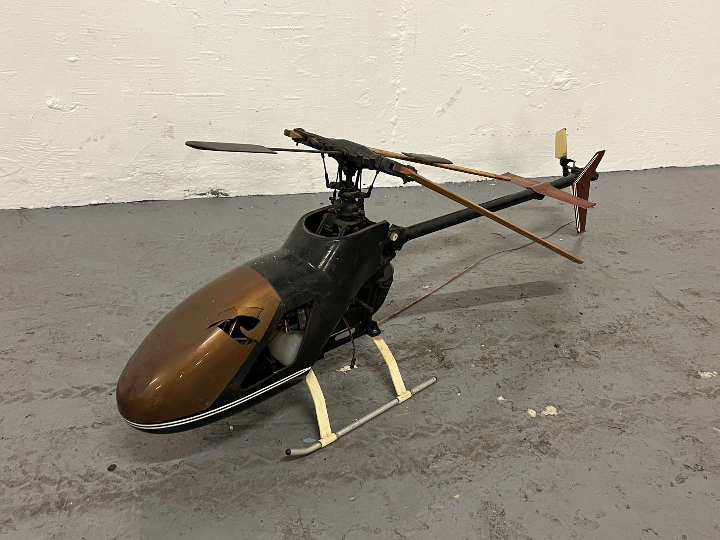 <p>Remote Controlled Helicopter With Wooden Blades</p>
